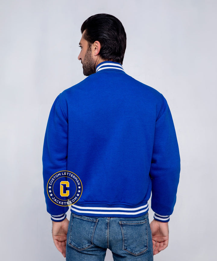 Mens Blue Cotton Fleece Jacket