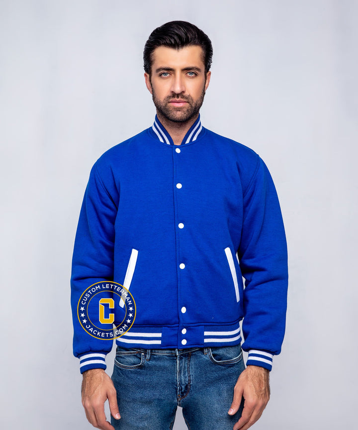 Mens Blue Cotton Fleece Jacket