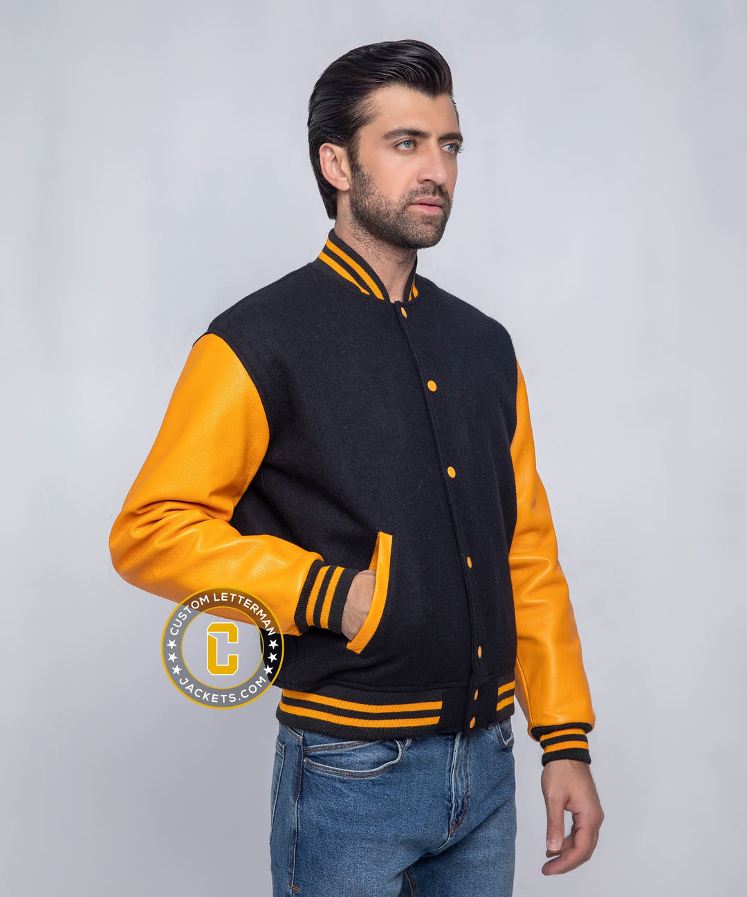 Mens Letterman Jacket Wool Leather Sleeves