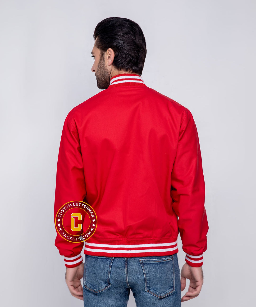 Mens Red Cotton Varsity Jacket
