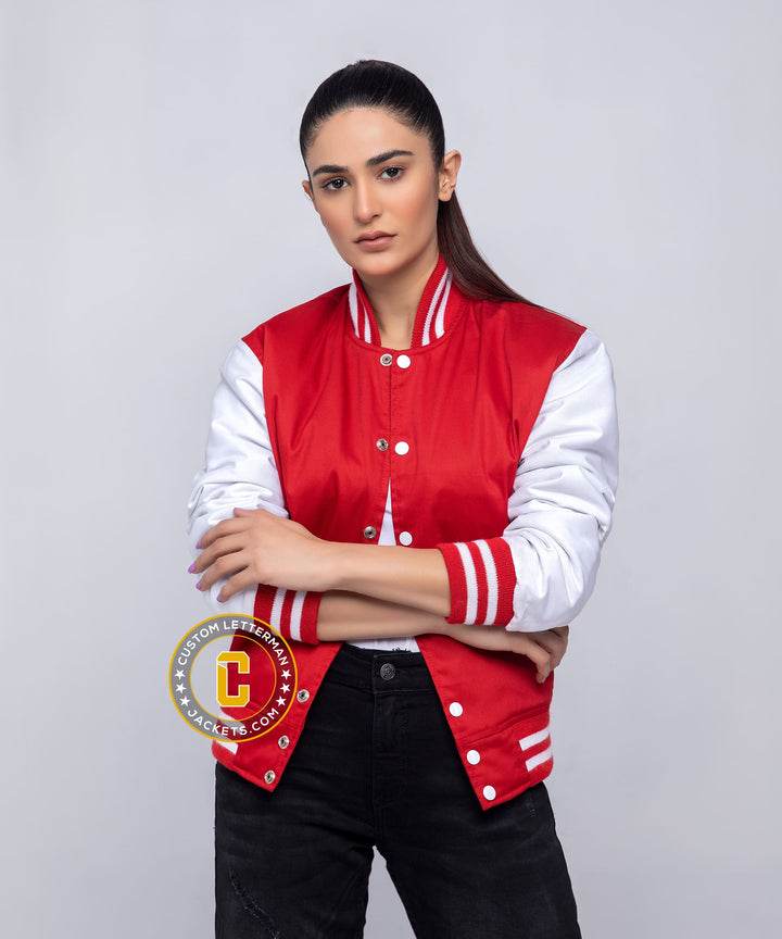 Womens Cotton Jacket Red and White