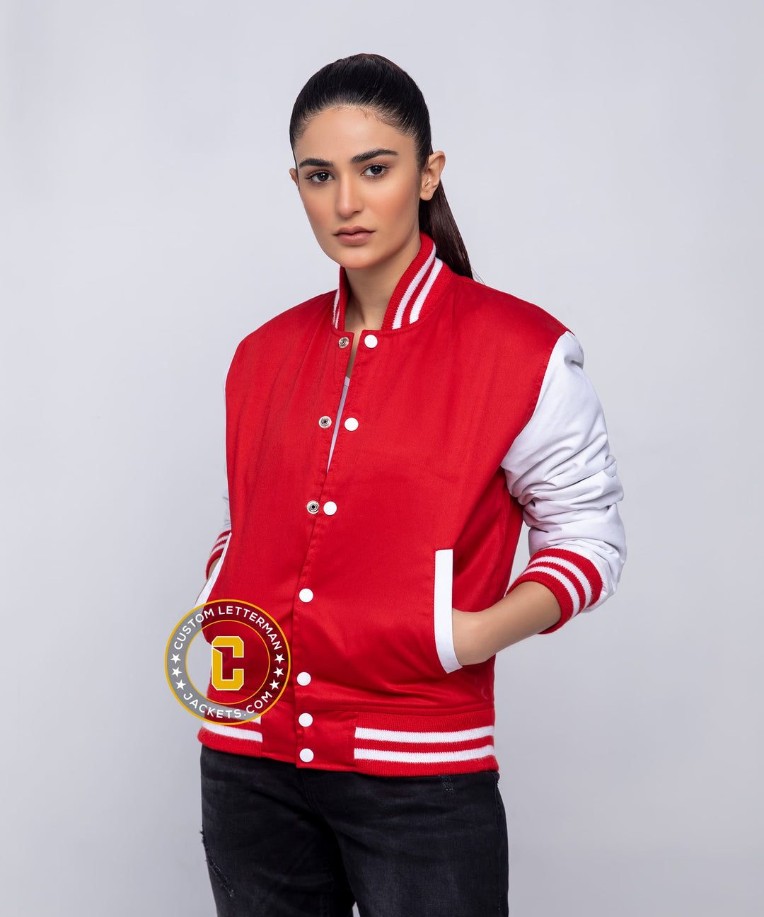 Womens Cotton Jacket Red and White