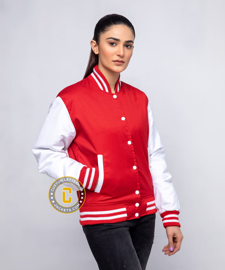 Womens Cotton Jacket Red and White