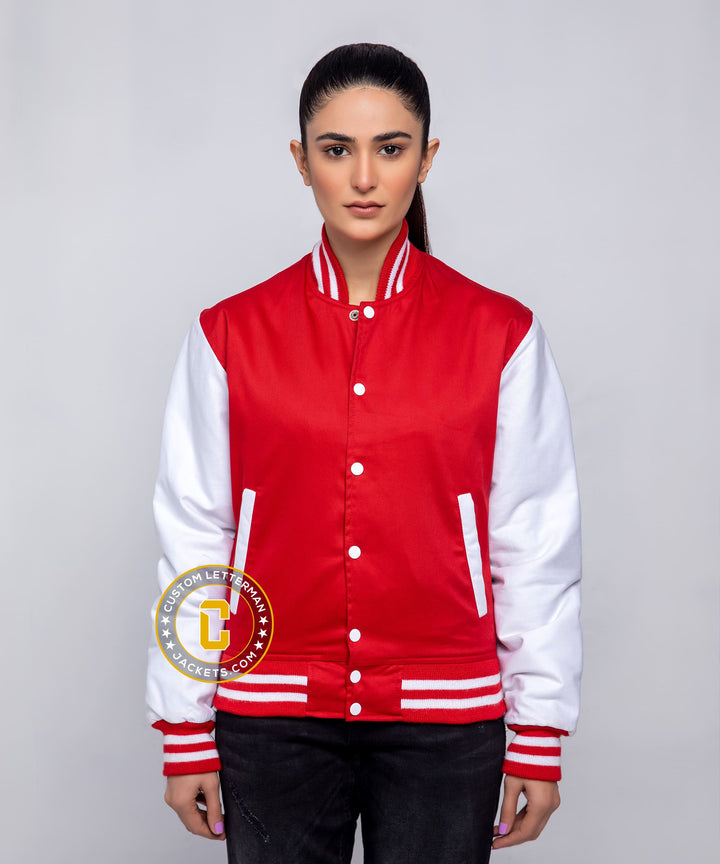 Womens Cotton Jacket Red and White